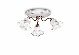 Licht-Erlebnisse Deckenleuchte Keramik Metall B: 50 cm in Weiß Antik handgemaltes Blümchendekor E14 3-flammig Landhaus Stil Deckenlampe Wohnzimmer Küche F