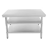 Donened - Edelstahl Arbeitstisch, 3 Böden Arbeitstisch, bis Gesamtbelastbarkeit 100kg, Gewerblicher Küchenarbeitstisc, 120 x 60 x 90cm, für Küchen, Garagen, G