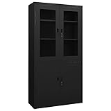 Leepesx Büroschrank, Aktenschrank, Werkzeugschrank, Metallschrank, Stahlschrank, Kellerschrank, Universalschrank, Lagerschrank, Schwarz 90x40x180 cm Stahl