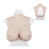 AJIU Silikon-Brustplatte Gefälschte Brustformen Künstliche gefälschte Brüste Enhancer für Crossdresser-Mastektomie-Prothese rückenfrei,Asian Yellow,D Cup