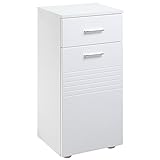 kleankin Badezimmerschrank Badschrank Multifunktionsschrank mit 1 Schublade 1 Türschrank Regal verstellbar Spanplatte Weiß 35 x 30 x 77,5 cm