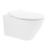 Alpenberger Slim Spülrandloses WC Tiefspül WC Sanitärkeramik mit WC-Sitz Absenkautomatik I Hygienefreundliche Toilette Weiß
