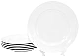6 Stück Flache Teller im Set aus echtem Porzellan Ø 265 mm weiß auch zum Bemalen bestens geeignet Tafelgeschirr für Gastronomie und Haushalt