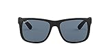 Ray-Ban 0RB4165 Justin Classic Sonnenbrille Large (Herstellergröße: 55), Schwarz (Gestell: Schwarz, Gläser: Polarized Blau Klassisch 622/2V)