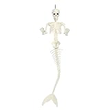 Hanabitx Meerjungfrau Skelett Halloween Outdoor Dekorationen Gruseliges Halloween Skelett Lebensgröße für Friedhof Spukhaus Langlebig Einfach zu bedienen