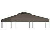 Pavillon-Dachplane mit Kaminabzug, Mogou Ersatzdach Pavillon, Dach Für Pavillon, Pavillondach, 310 g/m² 3x3 m Taupe
