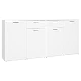 vidaXL Sideboard mit 4 Türen 2 Schubladen Kommode Anrichte Mehrzweckschrank Beistellschrank Schrank Standschrank Weiß 160x36x75cm Holzwerk