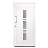 HORI® Haustür Kunststoff Eingangstür Komplettset Hauseingangstür I Farbe: Weiß I DIN links I Modell: I 2100 x 1100 cm