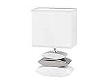 Fischer & Honsel Tischleuchte Liner 1x E14 max. 25,0 Watt, weiß, Stoffschirm, 53581, 17 x 10 x 29 cm (LxBxH)