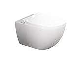 Aqua Bagno | Hänge-WC Spülrandlos, Keramik Toilette mit Softclose-Funktion, Wandmontage, Tiefspüler WC | 51 cm lang