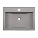 VBChome Waschbecken Granit 60 x 44 x 10 cm Grau Rechteckig Waschtisch Handwaschbecken Waschschale Gäste WC Modern Top Qualität