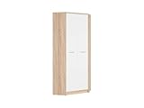 BLACK RED WHITE Eckschrank Nepo Plus 80x80 cm Eiche Sonoma/Weiß - 2-türiger Schrank aus kratzfestem Laminat, ohne Spiegel, 79,5 cm tief, 197