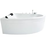 Basera® BASIC Indoor Eck-Whirlpool Badewanne Guam 180 x 130 cm für 2 Personen mit 13 Massagedüsen, Wasserfall, LED-Amb