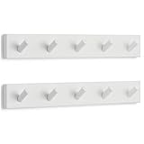 LARHN Garderobenhaken Weiß (2 Stück) - Garderobenleiste Weiß mit 5 Haken - 43 cm - Kleiderhaken Wand - Wandgarderobe für Flure, Garderoben, Schlafzimmer und B