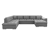 Eckcouch Ecksofa Niko, Design Sofa Couch mit Schlaffunktion U-Sofa Große Farbauswahl Wohnlandschaft (Ecksofa Rechts, Mono 244)
