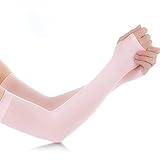 NA Ice Silk Sleeves Fabric Arm Sleeves Uv Protection Mangas Warmers Summer Sports Running Cycling Driving Reflective Sunscreen Pink