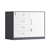 Büro-Aktenschrank mit Schloss und Schublade, kleiner niedriger Schrank zur Aufbewahrung von F