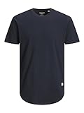 JACK & JONES Herren Rundhals T-Shirt JJENOA - Regular Fit Plussize XXL-8XL, Größe:4XL, Farbe:Navy Blazer 12184933