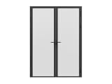 Vente-unique-Tür-Set - zwei Flügel - wendbar - Aluminium & Sicherheitsglas mattiert - 2 x 204 x 73 cm - Schwarz - LOXTON