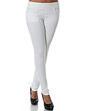 Damen Skinny Treggings Stretch Hose Stoffhose DA 14028 Farbe Weiß Größe S / 36