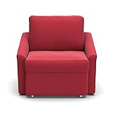 DOMO Collection Relax Sessel | Dauerschläfer Boxspring Sofa mit Schlaffunktion | Schlafsessel Gästebett Schlafsofa | 108 x 96 x 86 cm | rot