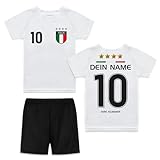 DE FANSHOP Kinder Herren Damen Personalisiertes Italien Fußball-Trikot Set EM WM 2024 Jungen Männer Frauen T-Shirt mit Namen, EU3, 128