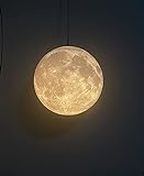 KRIPINC 3D-Druck Deckenlampe Mond, Kreativ Pendelleuchte Mond, Mondlampe Deckenlampe, Höhenverstellbar E27 Planeten Lampe für Kinderzimmer Schlafzimmer Wohnzimmer Restaurant Bar, Durchmesser 22cm