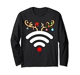 Weihnachtspyjama mit WLAN-Internet-Symbol, Rentier-Signal-Logo Langarmshirt
