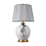 luckxuan Tischlampe Concise Weiß Tischlampen Keramik Nachttischlampen mit Stoff Lampenschirm im chinesischen Stil Nachttischleuchten for Home Office, 28,7' H Nachttischlampen