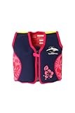 Kinder-Schwimmlernhilfe aus Neopren, Navy/Pink Hibiscus, Konfidence Jacket. Größe 6-7 Jahre: 21-26 kg, Brustumfang ca. 66