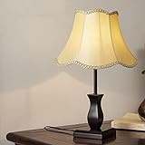 Zi Yang Tischleuchte Vintage Holz Tischlampe Amerikanischen Nachttischlampe Stoffschirm Nachtlicht E27 Fassung Schreibtischlampe für Schlafzimmer Wohnzimmer Dekorative Max 40W D30*H47CM,Beige