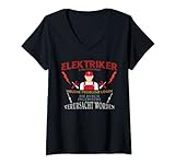 Damen Elektriker Elektriker Werkzeug Electric Love Deutsche Flagge T-Shirt mit V-Ausschnitt