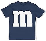 Baby T-Shirt Mädchen Jungen - Karneval Fasching - Gruppen M und M Aufdruck - M&M Kostüm Gruppe MundM & M MM - 3/6 Monate - Navy Blau - Carnaval Buchstabe Tshirt karnaval Shirt karnevall S