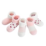 5pairs Warm Baby-Socken Soft Newborn Knöchel Dicke Socken Exquisite Säuglingssocken aus Baumwolle für Herbst und Winter Pink Star (0 bis 6 Monate) Kosmetische Toolkits