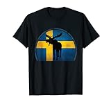 Elch Schweden Flagge Skandinavien Retro T-Shirt