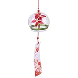DECHOUS Japanische Wind Glocke Frühling Glas Wind Glocke Indoor Garten Dekor Anhänger Geschenk für Familienfreunde (Rote Blumen)