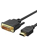 CableCreation DVI auf HDMI Kabel, 1,5M Bidirektionales HDMI-Stecker zu DVI-Stecker(24+1), HDMI DVI Adapter für Raspberry Pi, Roku, Xbox One, Laptop, Blue-Ray, Unterstützen 1080P