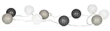 levandeo 10er Lichterkette LED Kugeln Lampions Baumwolle Grau Weiß Cotton Girlande Deko Cottonballs