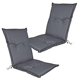 DILUMA Niedriglehner Auflage Naxos für Gartenstühle 98x49 cm 2er Set Uni Grau - 6 cm Starke Stuhlauflage mit Komfortschaumkern und Bezug aus Baumwoll-Mischgewebe - Made in EU mit ÖkoTex100