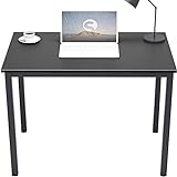 SogesGame Computertisch, 100 x 60 x 75 cm, kleiner Heimbüro-Schreibtisch, aus massivem Holz, für Schlafzimmer, Wohnzimmer, Schwarz