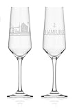 Sektglas 2er Set mit Skyline - Das exklusive Sektglas mit den wichtigsten touristischen Sehenswürdigkeiten. (Kristallglas - Made in Germany)