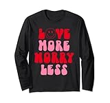 Retro Love More Worry Less Smiley-Gesicht Paare Valentinstag Langarmshirt