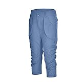 Ekrfxh Damen-Haremshose mit Tasche, einfarbig, für Yoga, Sport, Outdoor, Jogger, blau, L