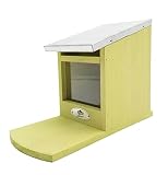 Dehner Natura Premium Eichhörnchen Futterhaus, Futterstation für Eichhörnchen, hängend, ca. 12.5 x 18.5 x 25 cm, aus FSC-zertifiziertem Kiefernholz / Plexiglas, hellgrü
