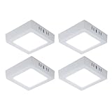 V-TAC LED Deckenleuchte Wohnzimmerleuchte Flurlampe Aufbau-Panel quadratisch Küchenleuchte, Kunststoff weiß, 6W 660lm 6500K kaltweiß, L 12 cm, 4er Set