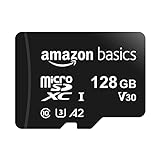Amazon Basics – MicroSDXC-Speicherkarte, 128 GB, mit SD-Adapter, A2, U3, 100 MB/s max. Lesegeschwindigkeit