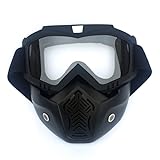 SouiWuzi Full Face Helm, Motorradhelm Spiegel Schwarz Rahmen Design Full Face Helm Tragbare Anti Nebel Off-Road Safety Cap Goggles Maske Helm mit transparenter Linse