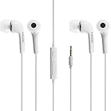 Original Samsung Kopfhörer 2-er Set, Kopfhörer In-Ear Headset mit Anrufannahme-Taste und Lautstärke-Regler satte Bässe Stereo Sound EHS64AVFWE Bulk Weiß