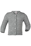 Engel Natur, Baby Strickjacke Cardigan, 70% Wolle 30% Seide, Hellgrau Melange, 74-80