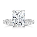 Michooyel Damen Ring 4ct Radiant Cut Zirkonia Verlobungsringe Smaragd Ehering, Smaragdschliff Versprechensring Sterling Silber 925